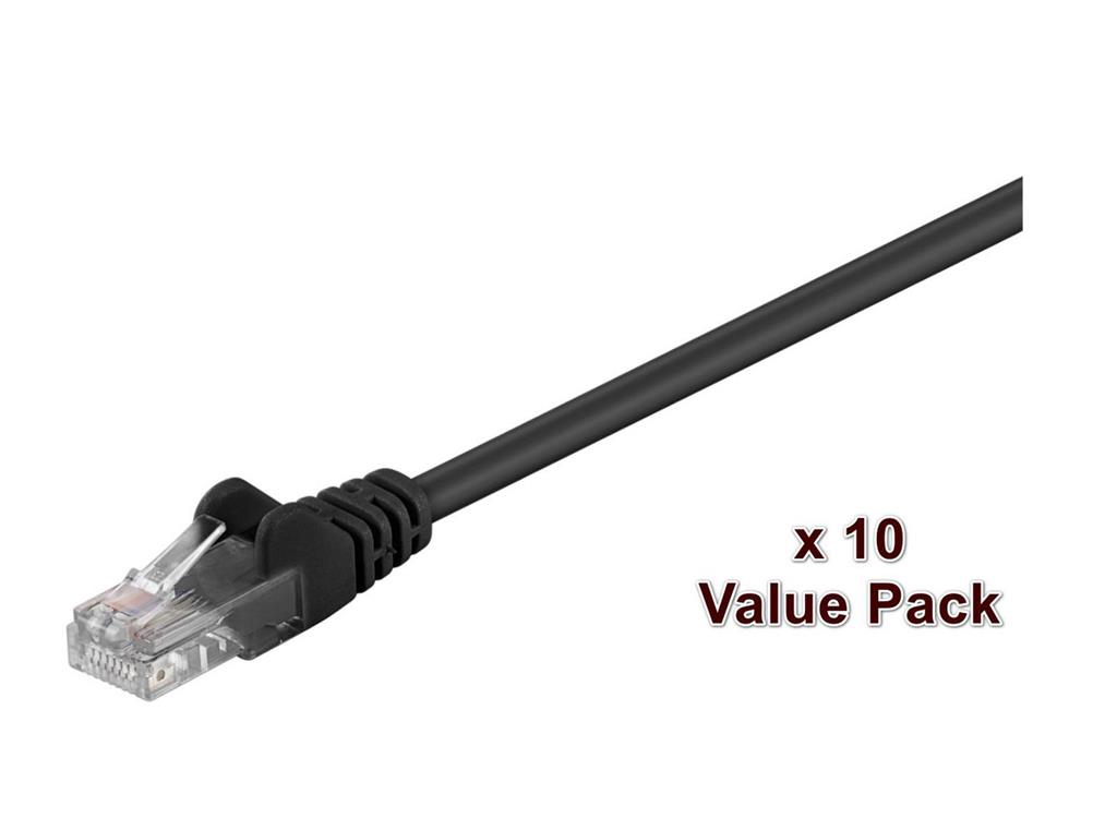 MicroConnect Kabel U/UTP CAT5e 2m Črn 10 Pack