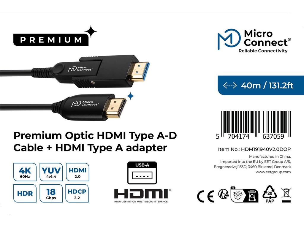 MicroConnect Premium Optic HDMI A-D Kabel