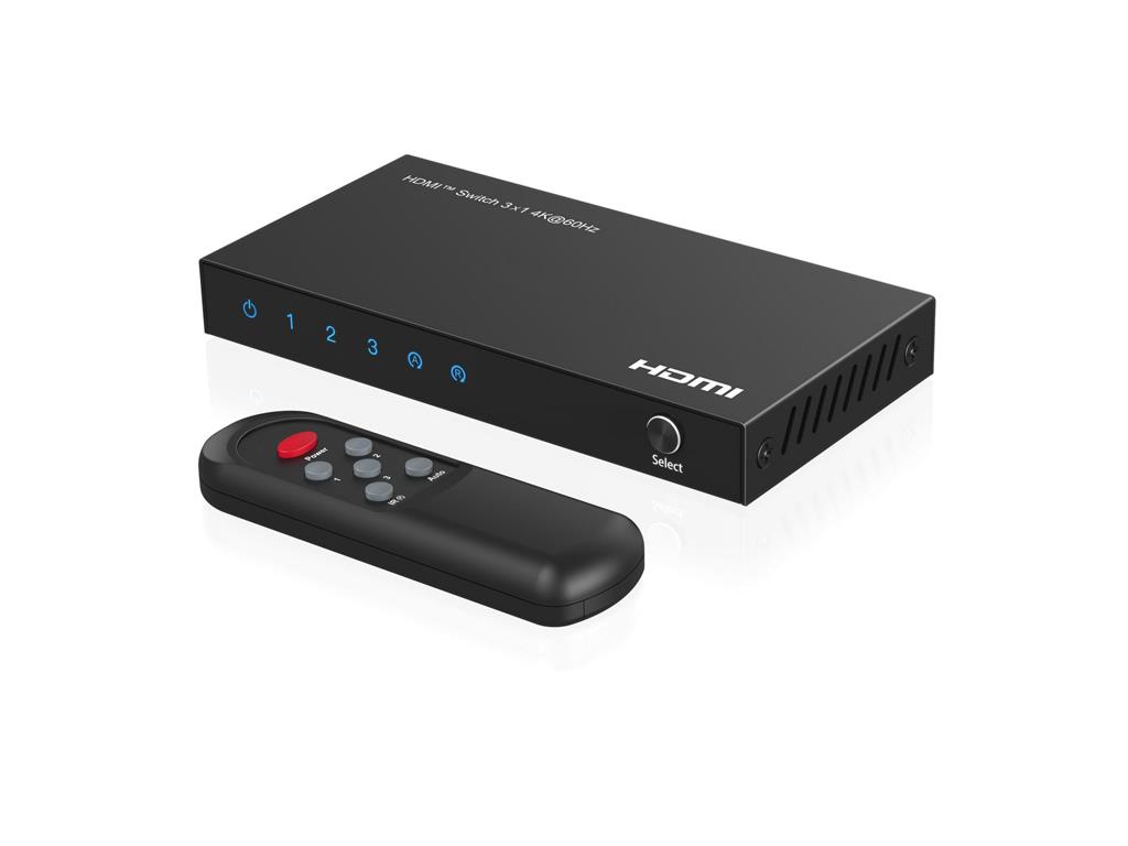 MicroConnect 4K@60Hz HDMI Switch 3x1, HDCP 2.2