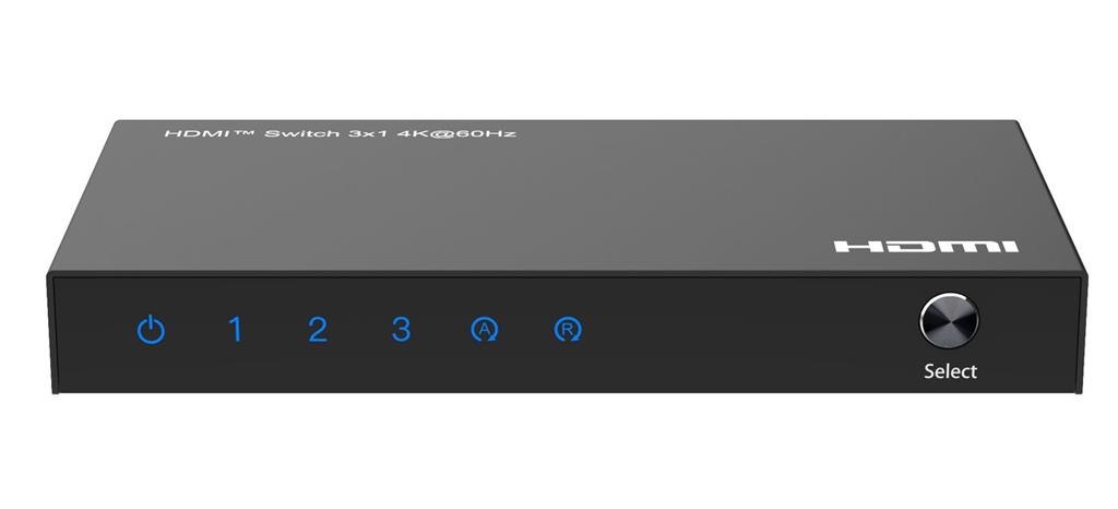 MicroConnect 4K@60Hz HDMI Switch 3x1, HDCP 2.2