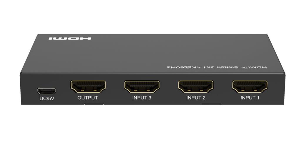 MicroConnect 4K@60Hz HDMI Switch 3x1, HDCP 2.2