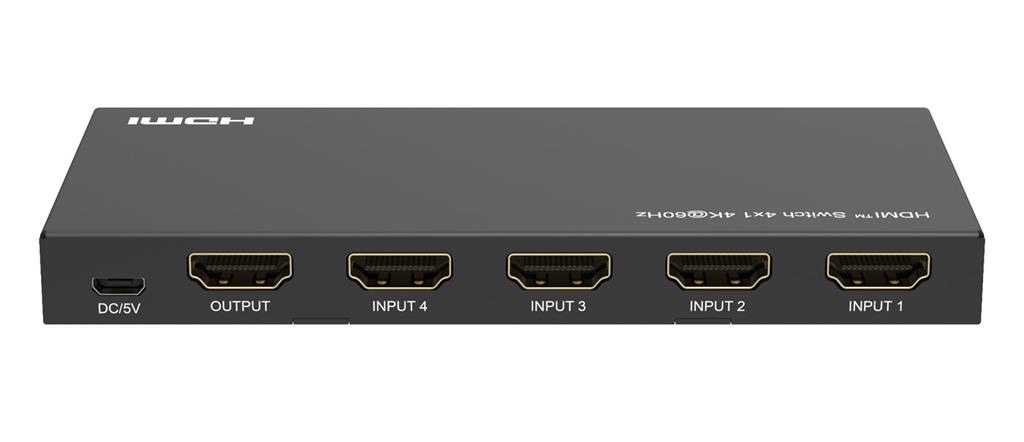 MicroConnect 4K@60Hz HDMI Switch 4x1, HDCP 2.2