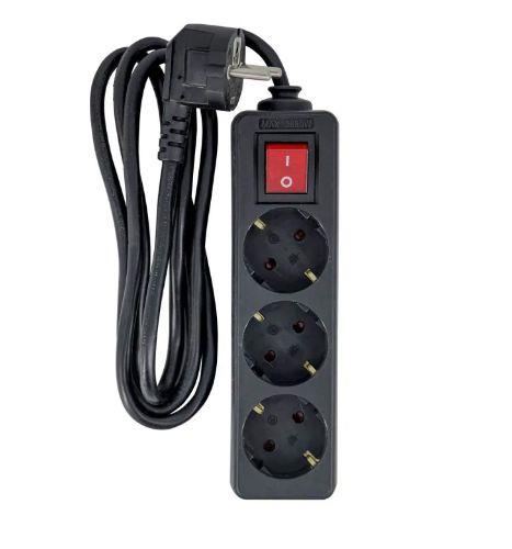 MicroConnect Razdelilnik 3 vtičnice Schuko 3m, Črn