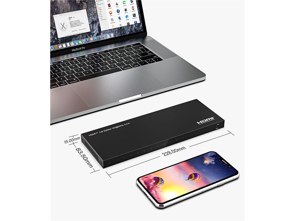 MicroConnect HDMI 4K razdelilnik 1x 8 podpira 4k@60Hz