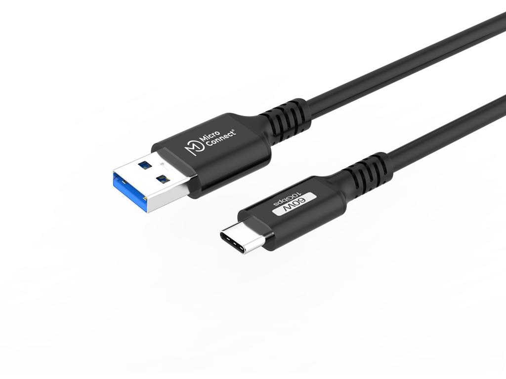 MicroConnect Kabel USB-C - USB-A 0,15m, 10Gbps, 60W