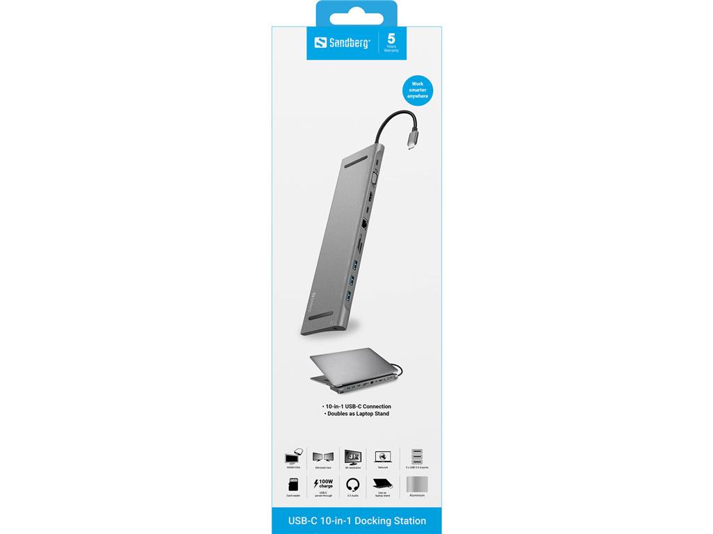 Sandberg USB-C hub razdelilnik, 10-v-1