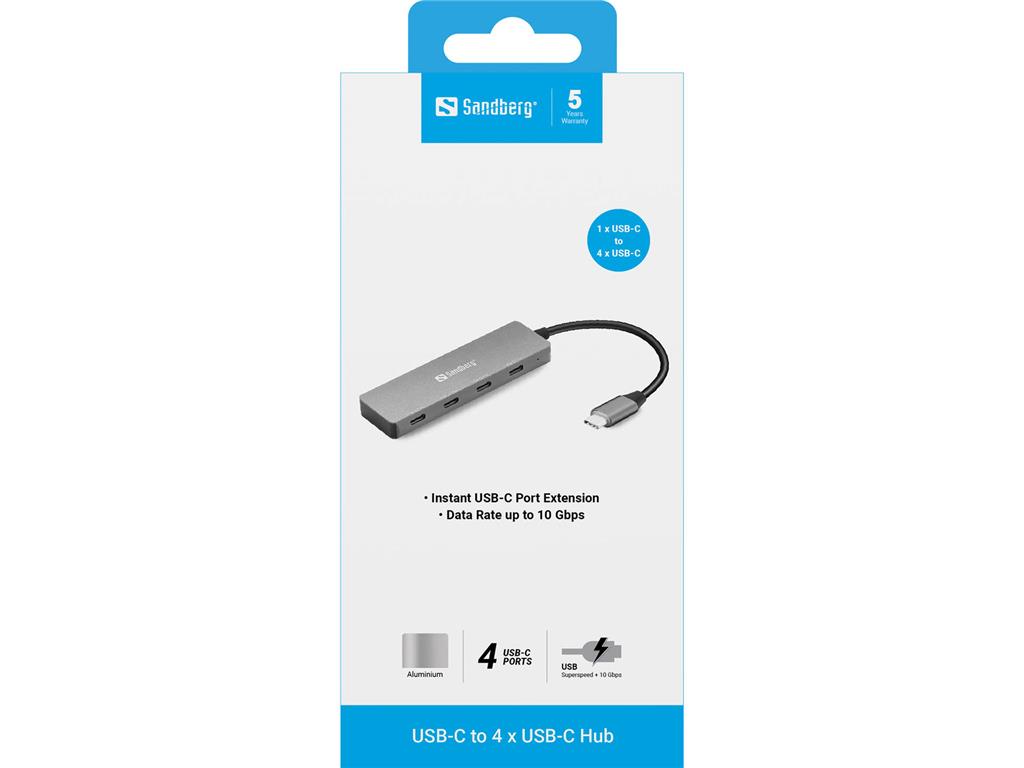 Sandberg USB-C na 4 x USB-C razdelilnik