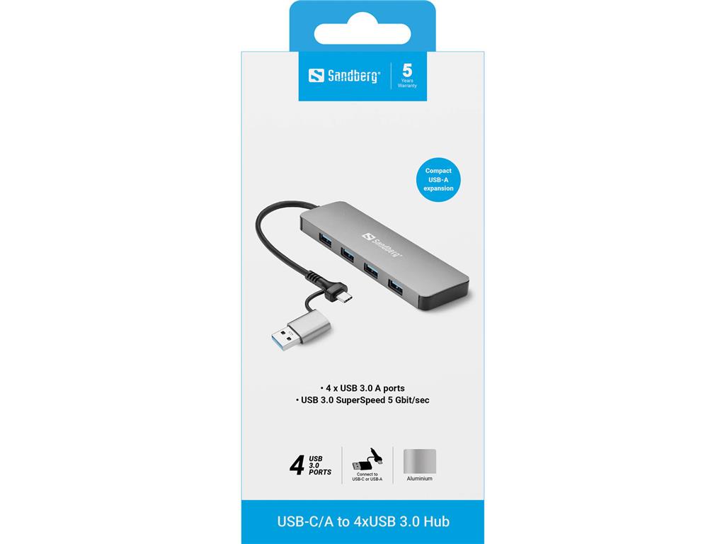 Sandberg USB-C/A na 4xUSB 3.0 razdelilnik