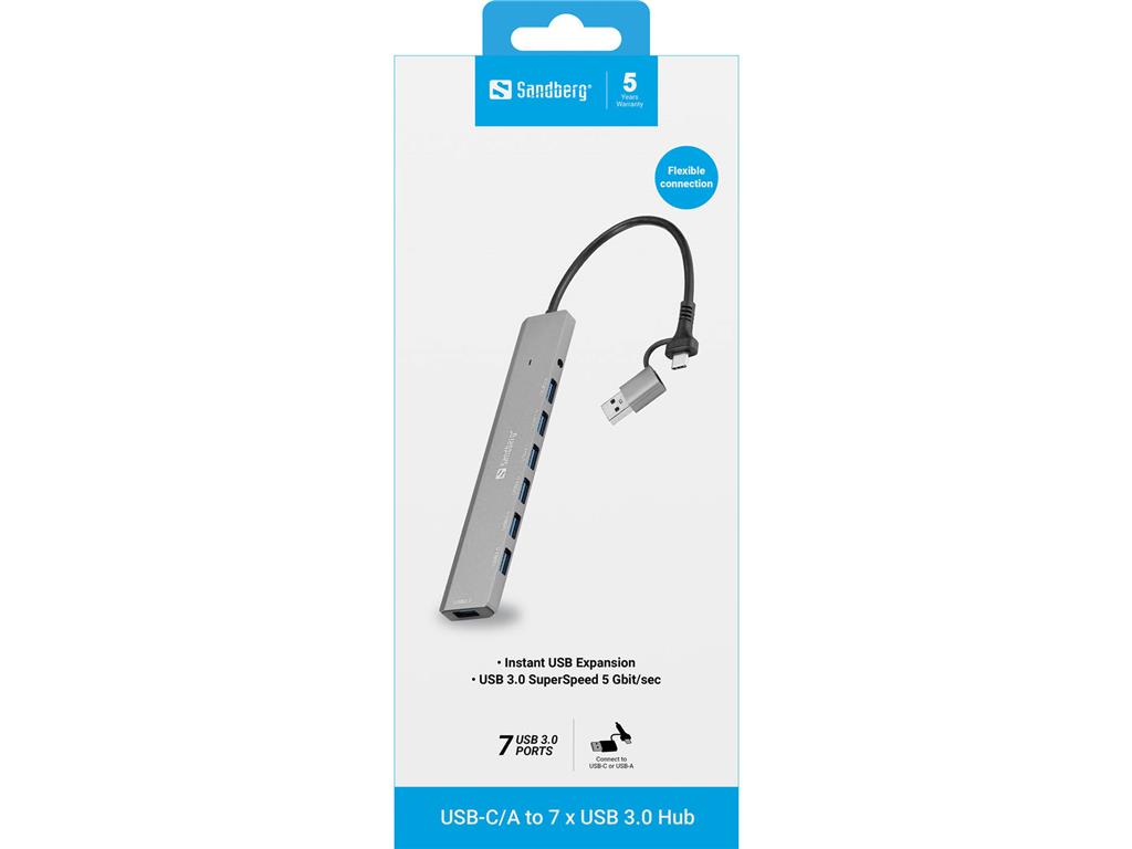 Sandberg USB-C/A na 7 x USB 3.0 razdelilnik