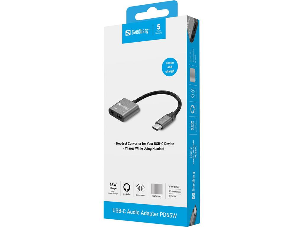 Sandberg Avdio adapter USB-C - slušalke + USB-C