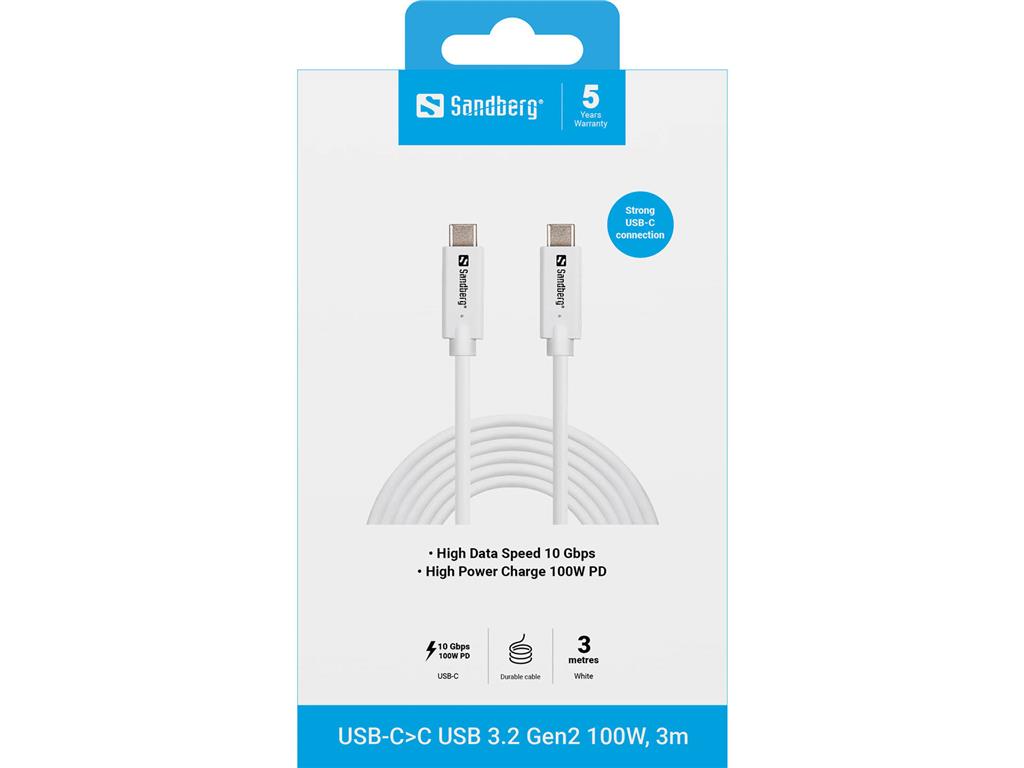 Sandberg USB-C na USB-C USB 3.2 Gen2 100W, 3m