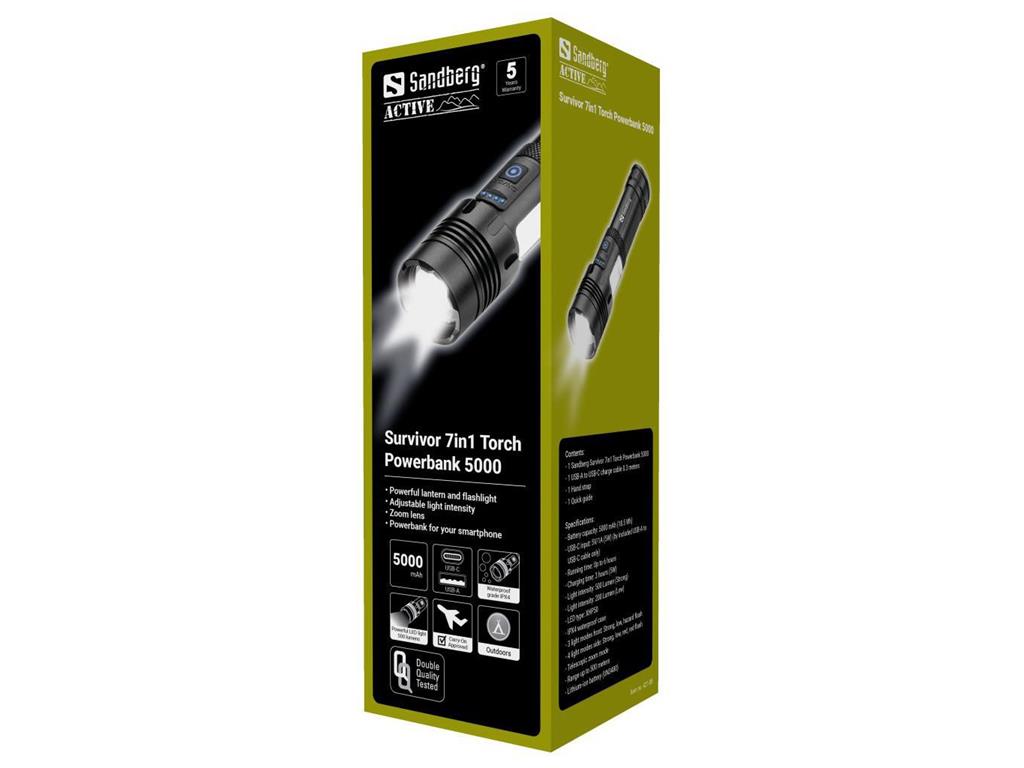 Sandberg Survivor 7in1 Torch Powerbank 5000