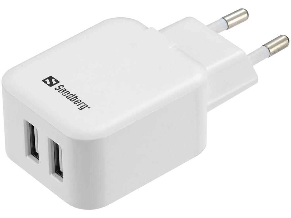 Sandberg AC polnilec dvojni USB 2.4+1A EU