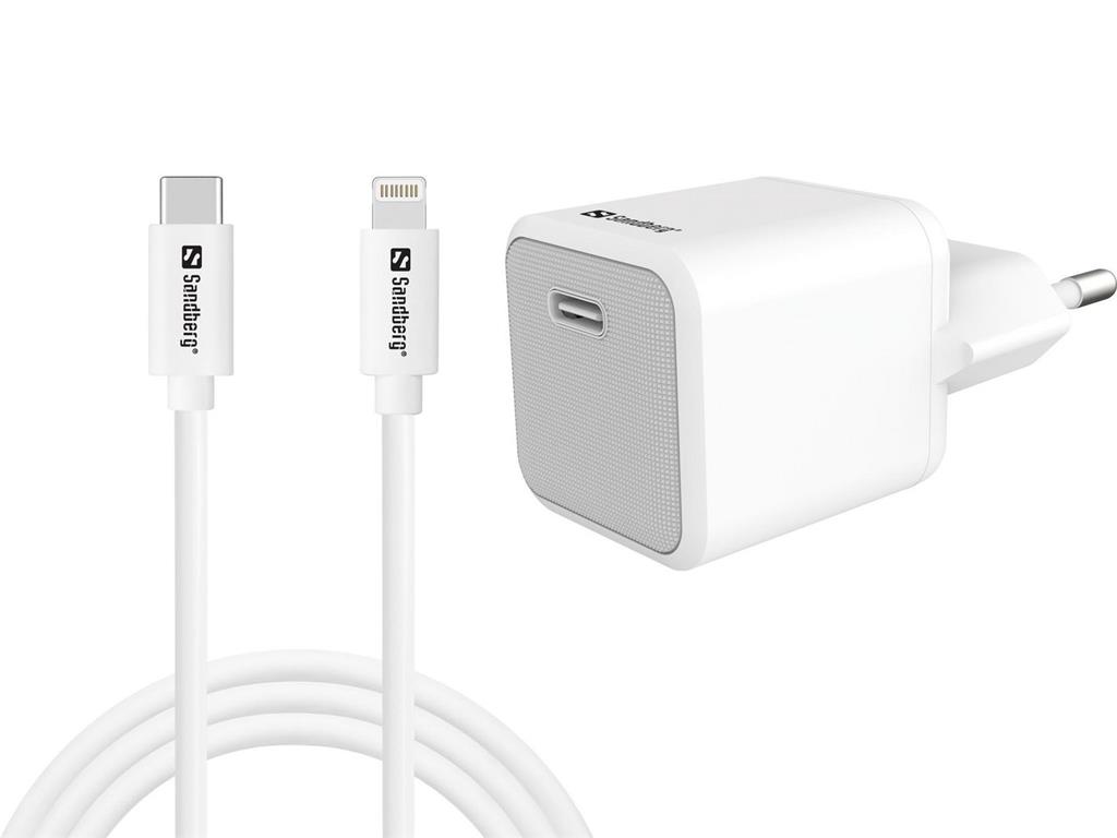 Sandberg USB-C AC 20W polnilec EU + Lightning 1M
