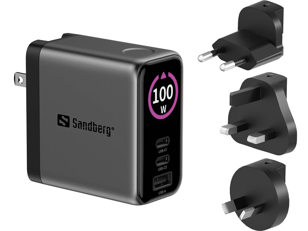 Sandberg Potovalni polnilnik PD100W z displejem