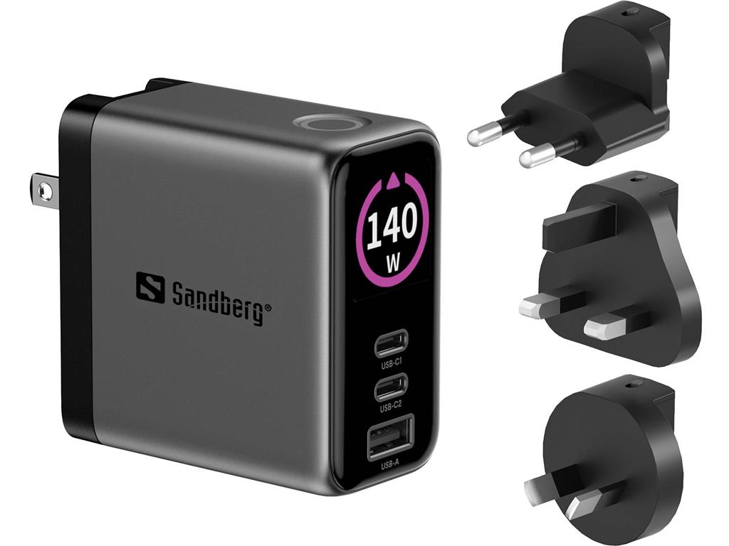 Sandberg Potovalni polnilnik PD140W z displejem