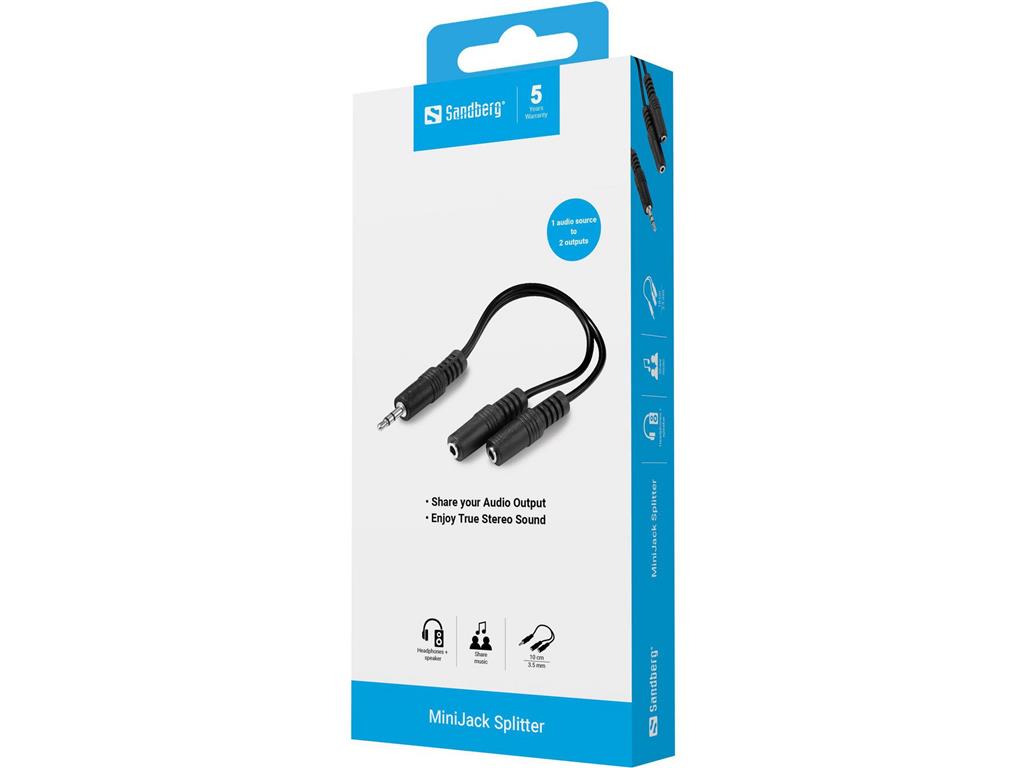 Sandberg MiniJack razdelilec 1->2