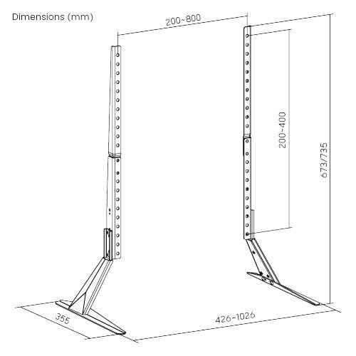  Jekleno namizno stojalo. 23"-75", črn