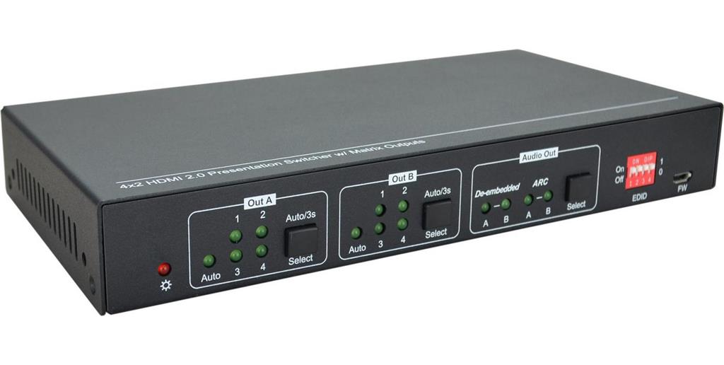  Matrično stikalo HDMI 2.0 4x2, HDCP 2.2